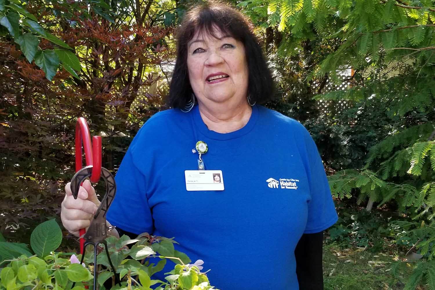 Habitat homeowner in her garden