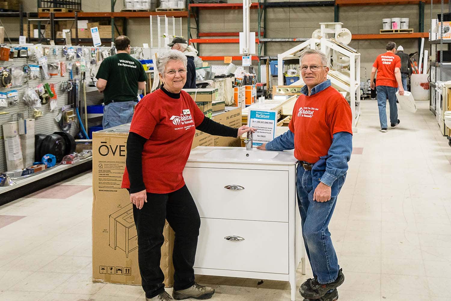 Volunteers working at ReStore