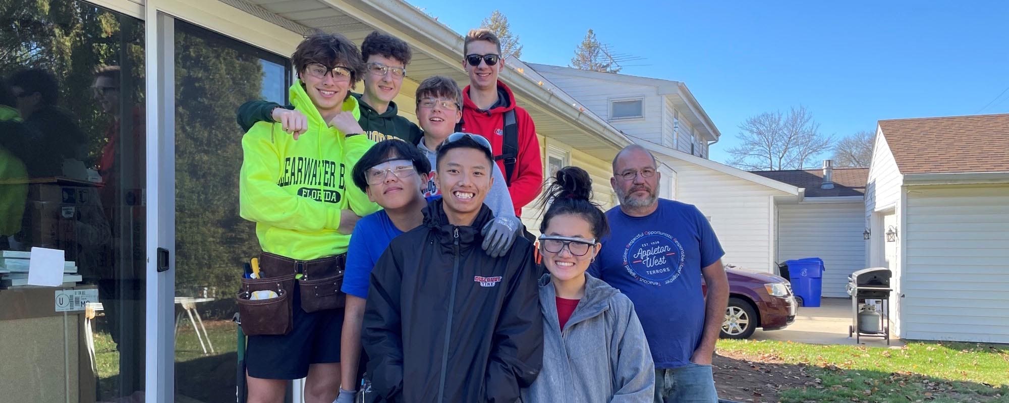 High school students at youth build event